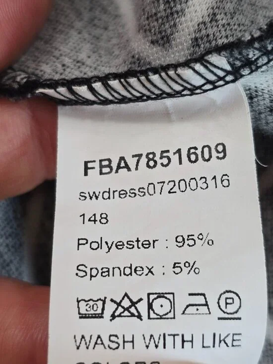 H&M Black & White Checkered Long Sleeve Dress M Skater Rockabilly - Picture 3 of 3